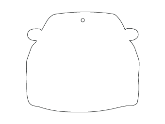 Car air freshener car silhouette customized, dimensions: H: 82.013mm, L: 72.658mm.